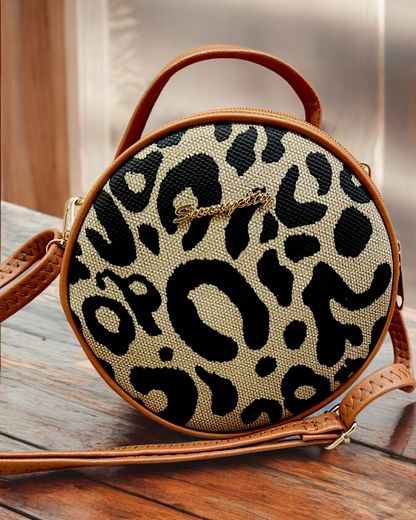 Sac Rond Leopard Brown