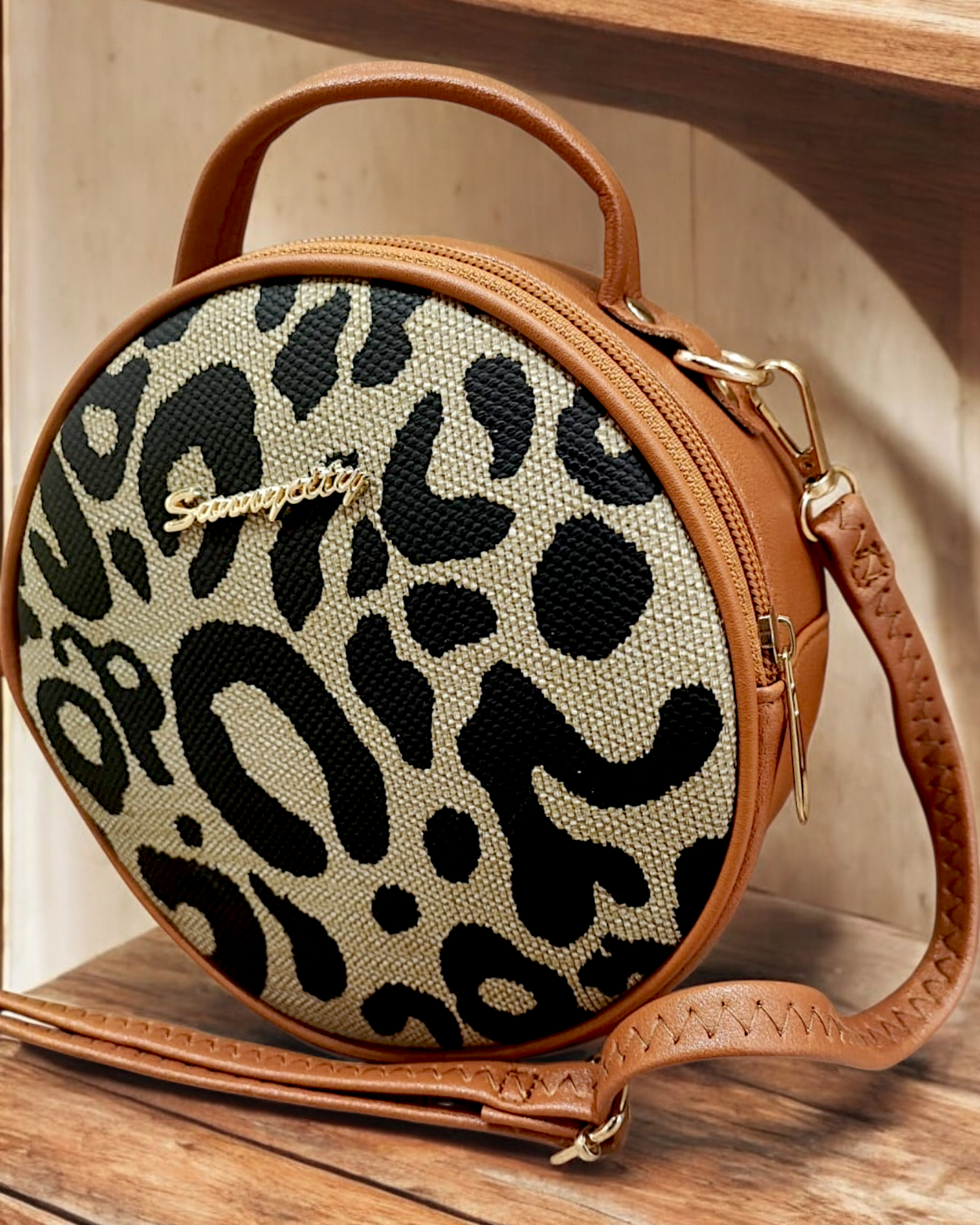 Sac Rond Leopard Brown