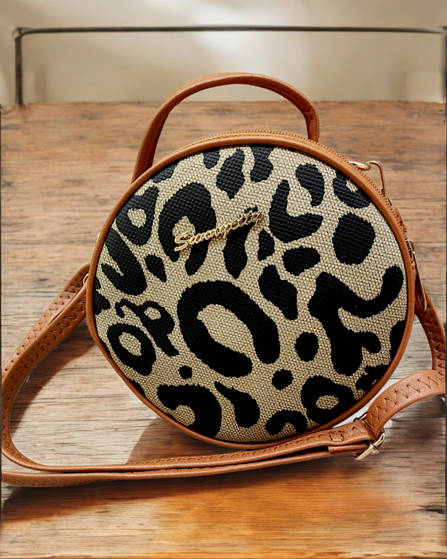 Sac Rond Leopard Brown