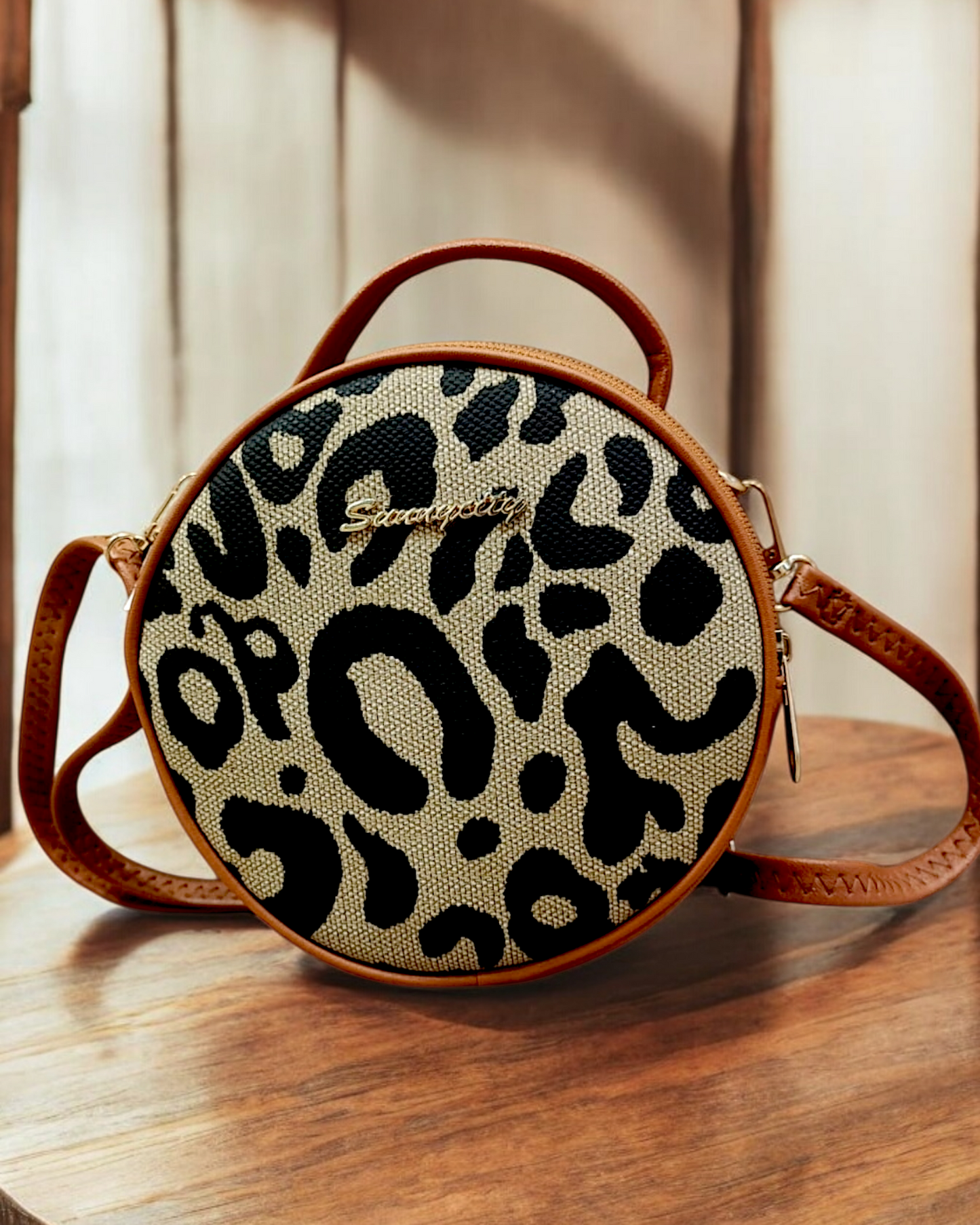 Sac Rond Leopard Brown