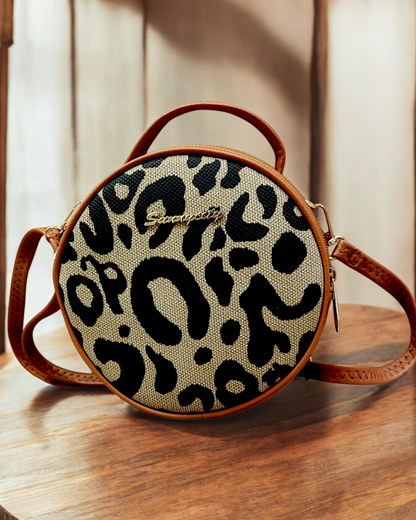 Sac Rond Leopard Brown